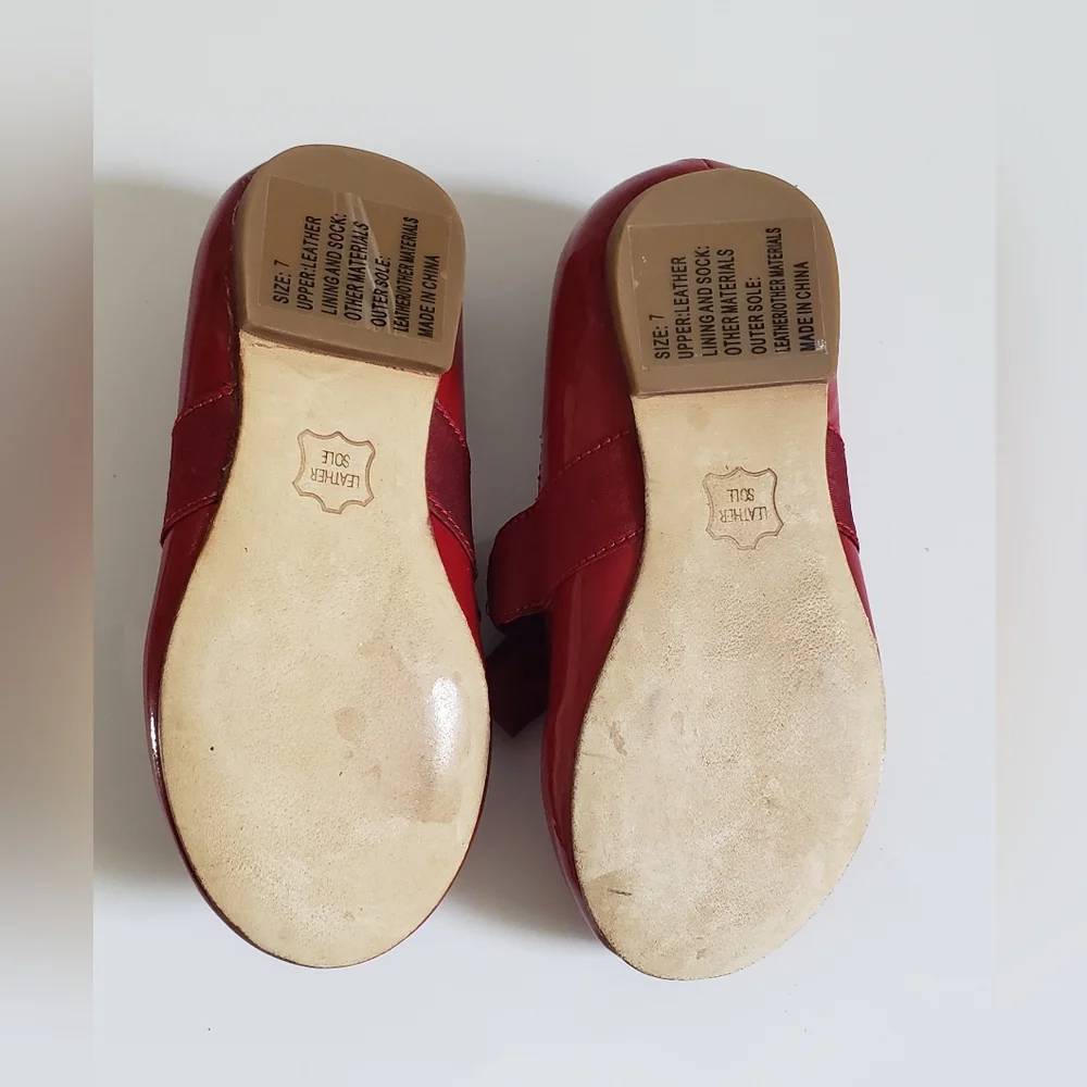 Janie and Jack Red Patent Leather Ballet Shoe with Satin Bow Size 7